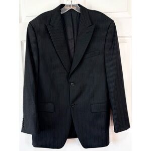 Y2K MICHAEL KORS Pinstripe 100% Pure Wool Black Blazer 40R